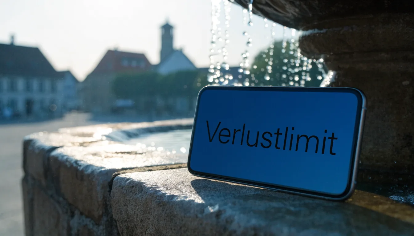 Ein Steinbrunnen auf einem stillen Dorfplatz im ersten Morgenlicht, Wasser fliesst ruhig in das Becken.