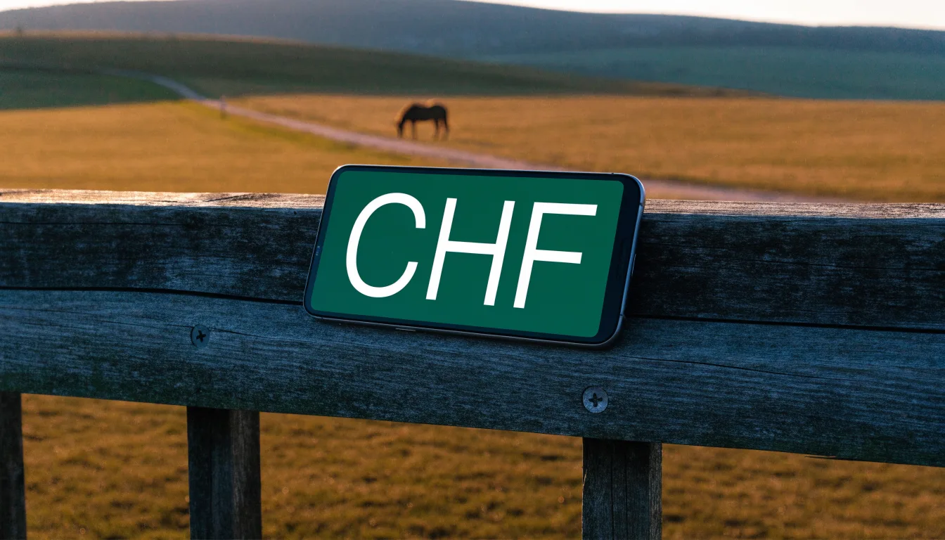 Ein Feldweg führt zwischen Weiden mit Holzzaun auf eine Hügelkette zu, über den Wiesen liegt weiches Abendlicht.