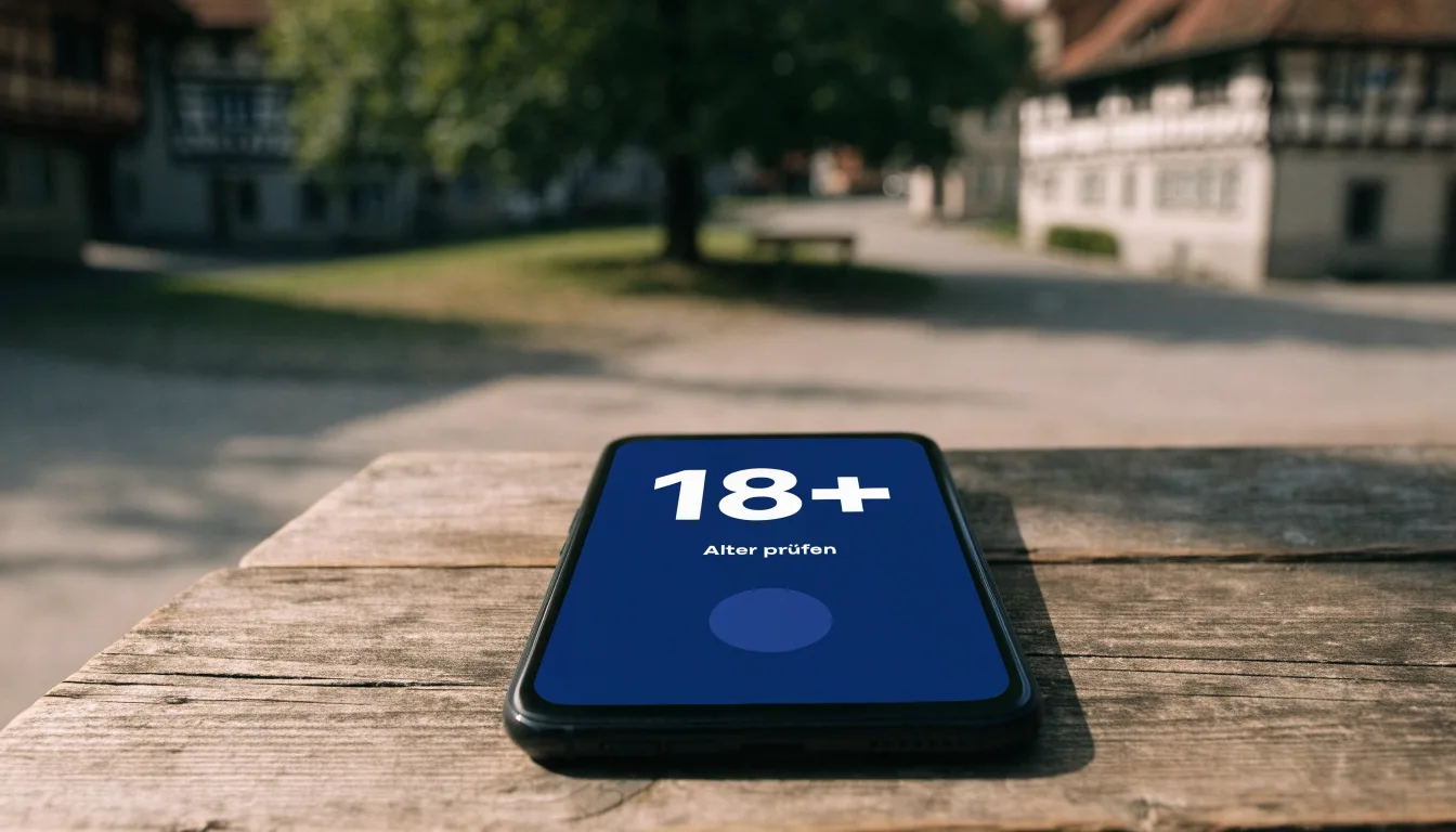 Eine leere Bank steht unter einer alten Linde auf einem Dorfplatz im Schatten.
